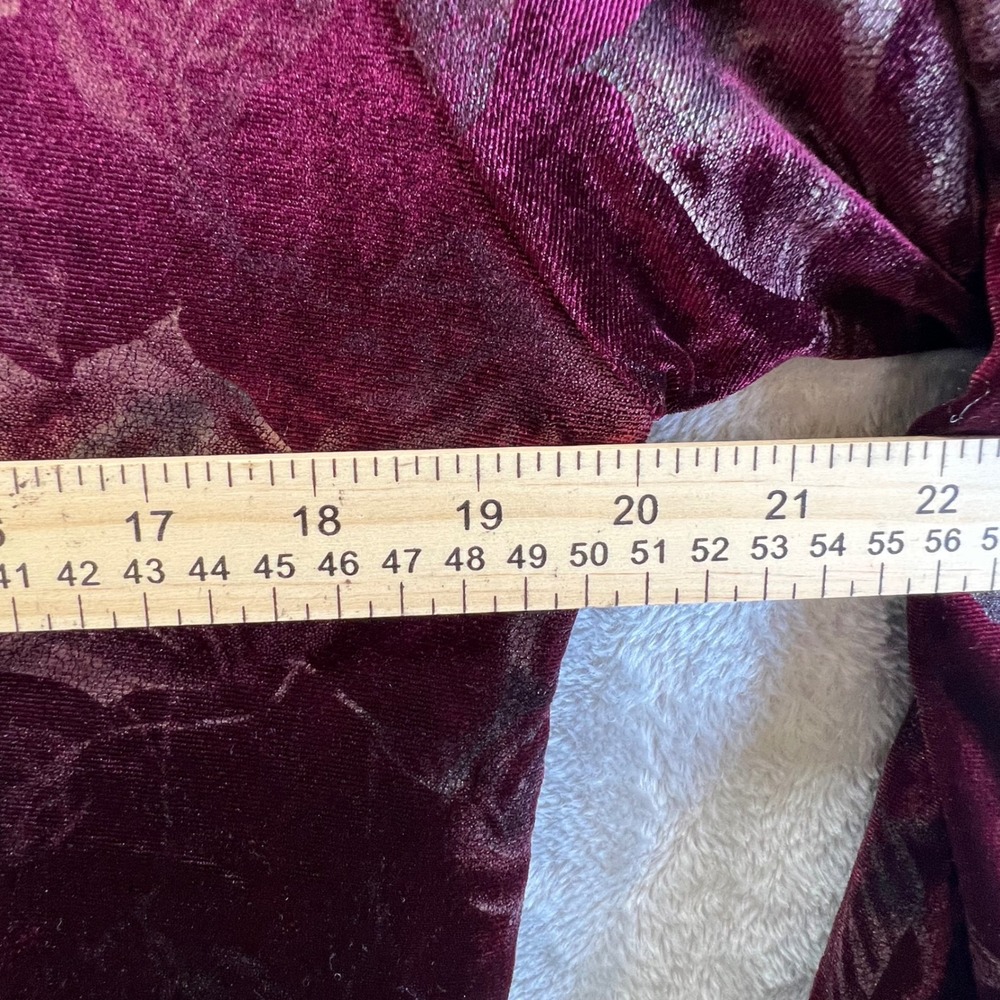 Catalina M/L Burgundy Velvet Floral Burnout Maxi Whimsi Fairygoth Romance - Picture 7 of 9